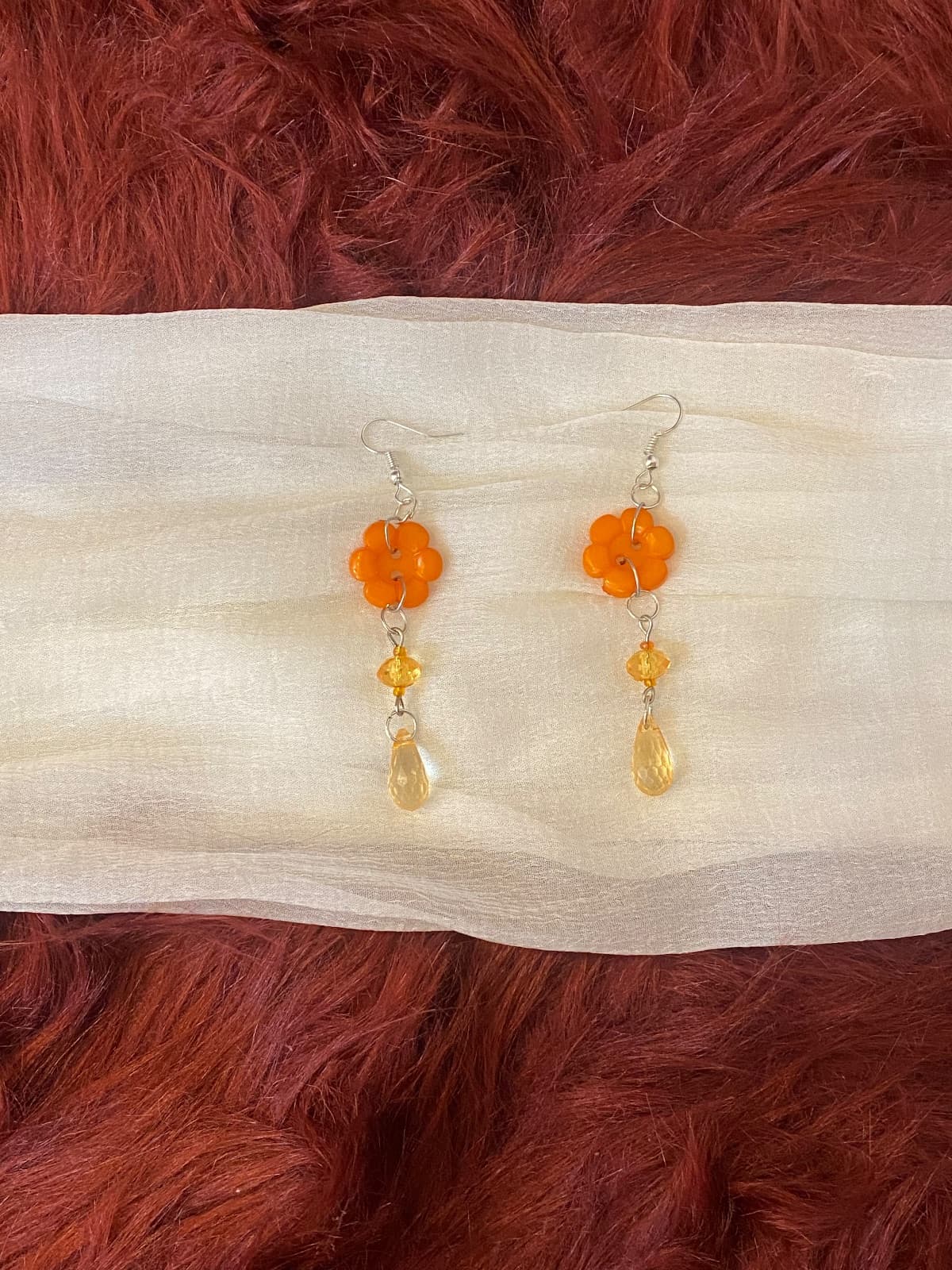 Flower power button earrings